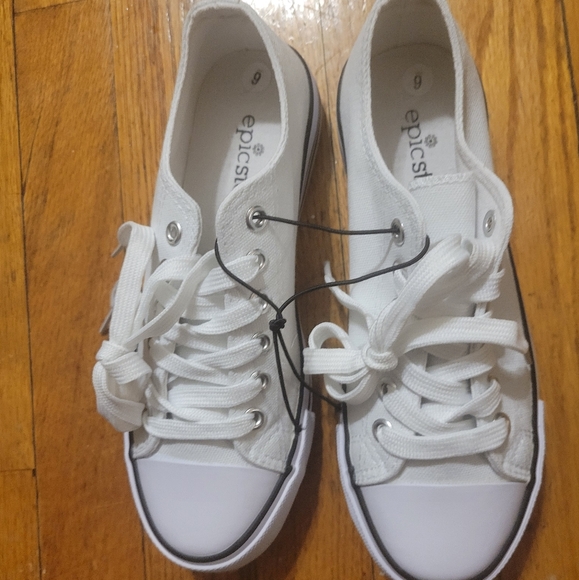 Epic Step Low Top Cap Toe Women's White Sneakers Size 6 - Picture 4 of 12